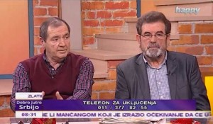 TV Happy, Jutarnji program: Štrbac, Vujačić, Linta, 21.02.2017. Foto: Screenshot