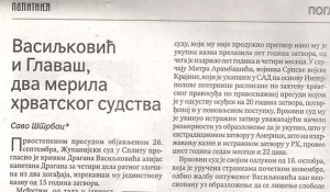 Политика, 13.11.2017, Саво Штрбац – Васиљковић и Главаш, два мерила хрватског судства