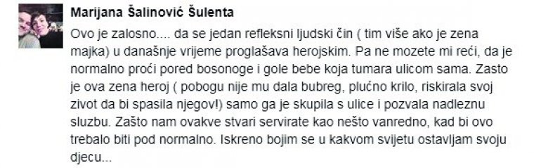 Komentar na FB strani Irene Ivić Foto: Screenshot