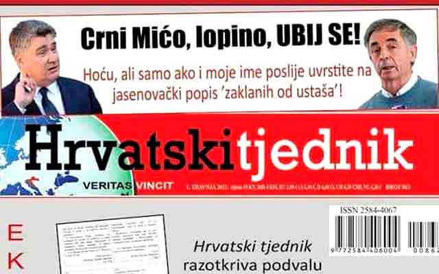 Hrvatski tjedinik: Poziv Miloradu Pupovcu... Foto: Portal Novosti, screenshot