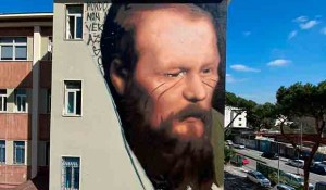 Mural s likom Fjodora Dostojevskog u Napulju Foto: Portal Novosti, Facebook/Jorit