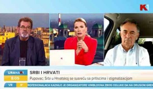 K1 TV, 21. 05. 2022, Uranak: Ponovo smanjen broj Srba koji žive u Hrvatskoj - Savo Štrbac i Milorad Pupovac Foto: screenshot