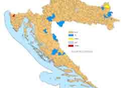 Hrvatska, etnićka mapa po popisu 2001. Foto: Vikipedija / Wikipedia