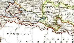 Istorijska mapa Vojne granice Austrijskog carstva (Austrougarske) u 19. veku (Karte der österreichischen de:Militärgrenze aus dem 19. Jahrhundert) obeležena crvenom konturom, poznata i kao Krajina i Vojvodina. Foto: Wikipedia, 2004, korisnik de: Plp, rev. korisnik: Nikola Smolenski Istorijska mapa Vojne granice Austrijskog carstva (Austrougarske) u 19. veku (Karte der österreichischen de:Militärgrenze aus dem 19. Jahrhundert) obeležena crvenom konturom, poznata i kao Krajina i Vojvodina. Foto: Wikipedia, 2004, korisnik de: Plp, rev. korisnik: Nikola Smolenski