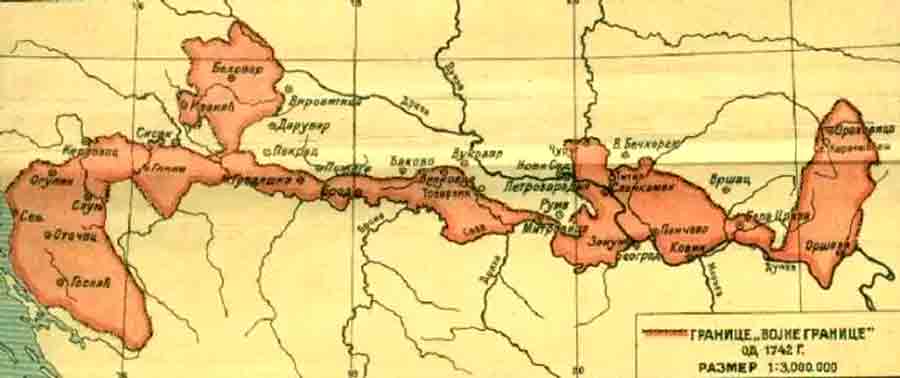 Mapa granica Vojne Krajine 1742. godine Foto: Srpski-Memorijal.rs, Czipm.org