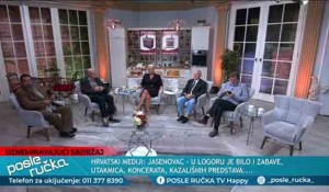 POSLE RUČKA - Jasenovac - Sramotne izjave Hrvatske o zloglasnom logoru, S. Štrbac, Gideon Grajf, D. Acković, Gojko Rončević i G. Šarić, 10. 8. 2023. Foto: Happy TV screenshot