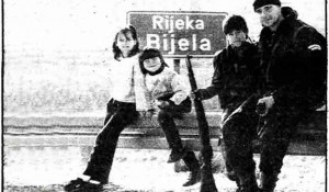 Karinski most preko reke Bijela, Donji Karin, zima 1993. Foto: Miroslav Mlinar, lična arhiva