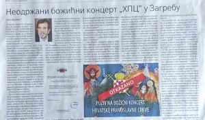 Savo Štrbac: Neodržani božićni koncert ’HPC“ u Zagrebu, 9.12.2025. Foto: Politika, scan