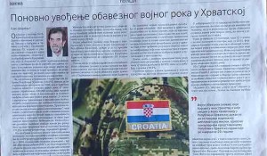 Savo Štrbac: Ponovno uvođenje obaveznog vojnog roka u Hrvarskoj, 20.1.2026. Foto: Politika, snimak