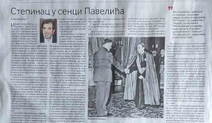 Savo Štrbac: Stepinac u senci Pavelića, Politika, 24. 2. 2026. Foto: snimak Savo Štrbac: Stepinac u senci Pavelića, Politika, 24. 2. 2026. Foto: snimak